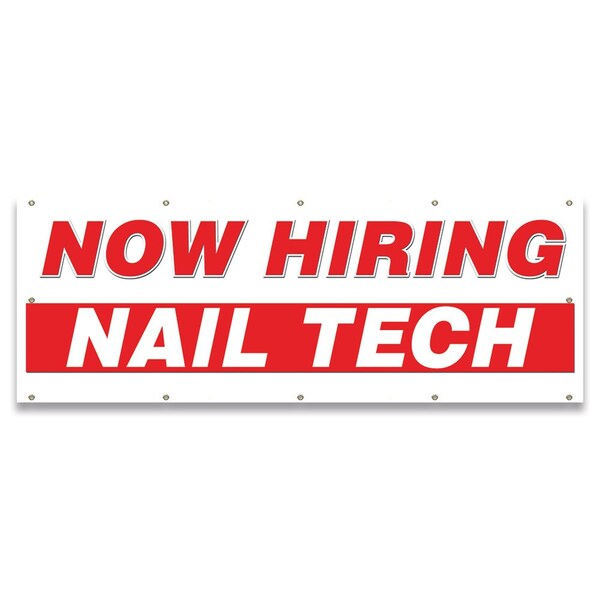 Now Hiring Nail Tech Banner Apply Inside Accepting Application Single Sided